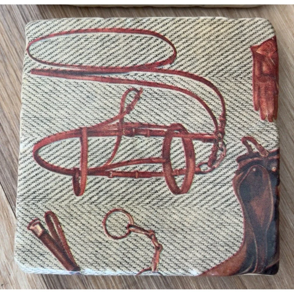 Hobbella's‎ Wardrobe Equestrian Handmade Natural Stone Coaster Set of 4
